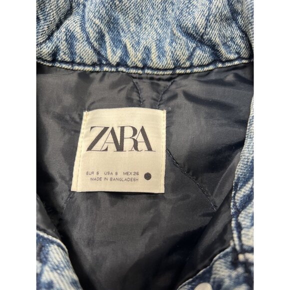 Zara Quilted Oversized Denim Jacket in Blue - Picture 4 of 5